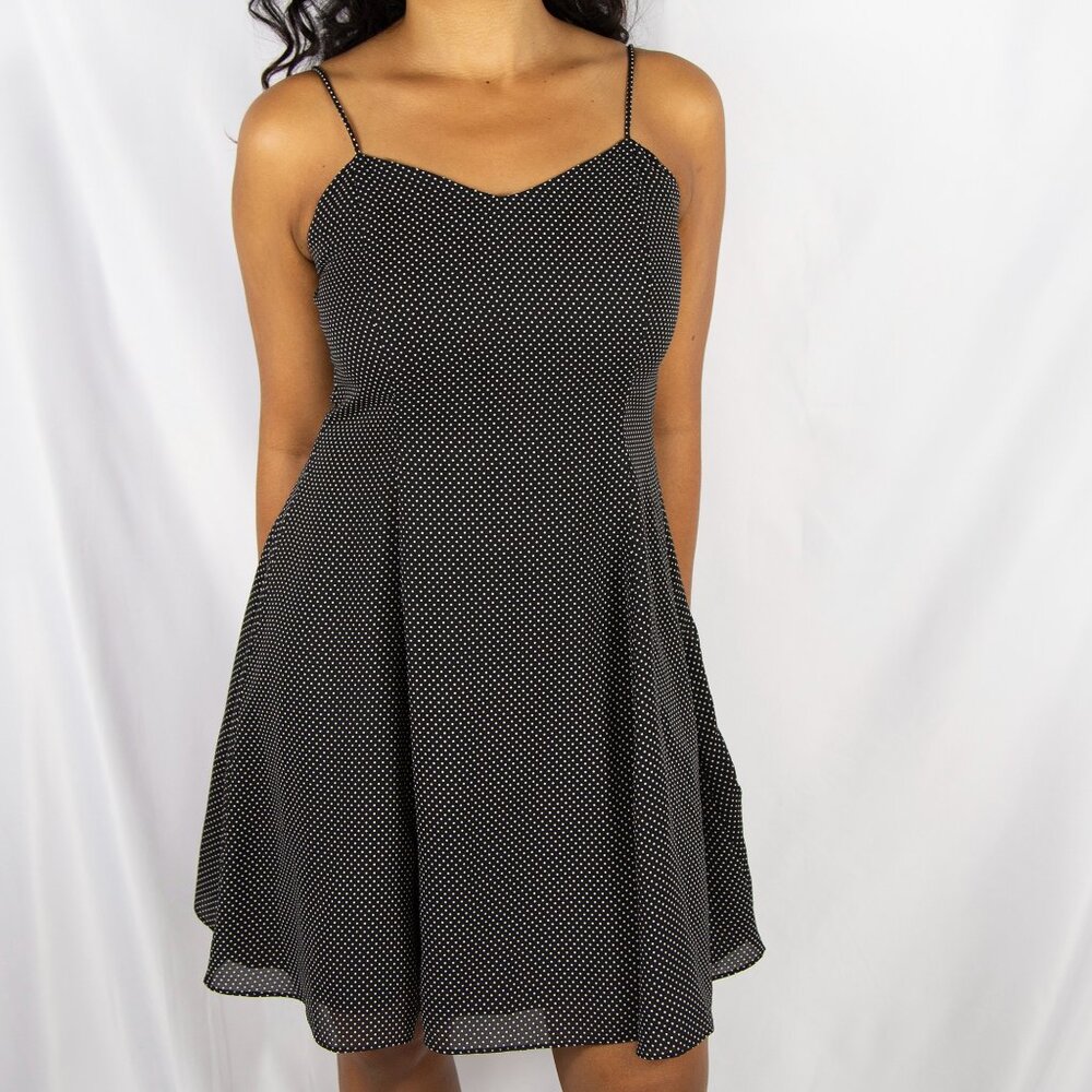 Vintage Black Polka Dot Skater Dress